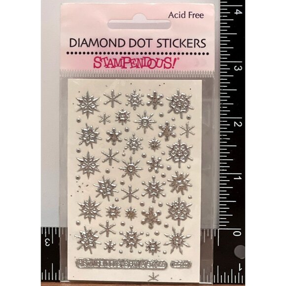 HTF Stampendous! Diamond Dots Silver Snowflakes Stickers Embellishment DD107S - Picture 1 of 2